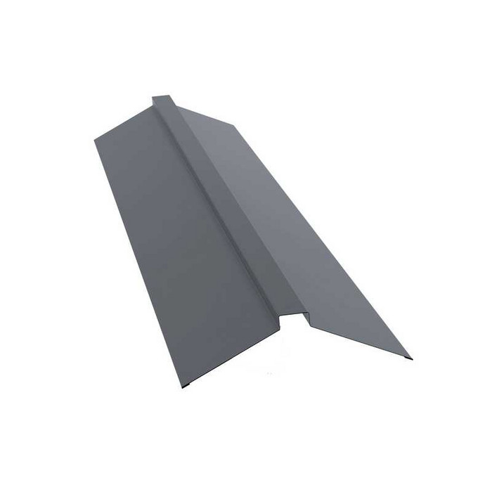 Планка конька плоского Grand Line 115х30х115 0,5 Satin RAL 9006 - фото №1